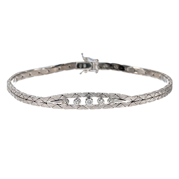 Armbnad, 14K, Weißgold, Diamanten
