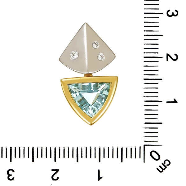 Anhänger, 14K, Gelbgold, Weißgold, Topas, Brillanten