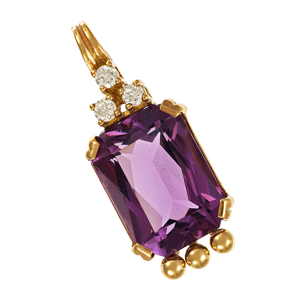 Anhänger, 18K, Gelbgold, Amethyst, Brillanten