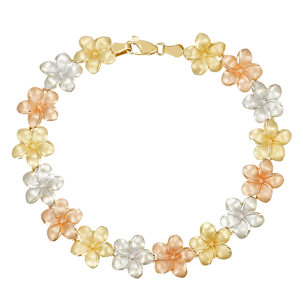 Armband, 14K, Rot-/Gelb-/Weißgold, Blumen