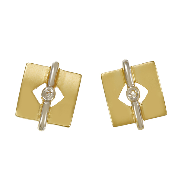 Ohrstecker, 14K, Gelb-/Weißgold, Diamanten