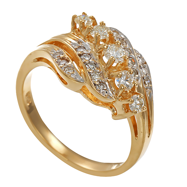 Ring, 14K, Gelbgold, Brillanten, Diamanten