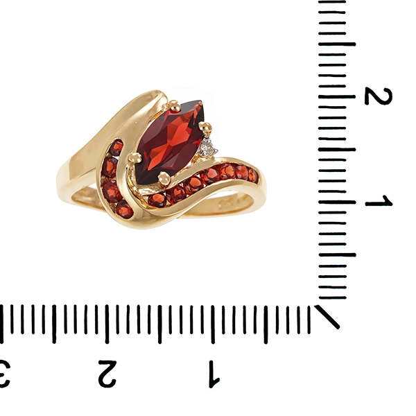 Ring, 9K, Gelbgold, Granate, Brillant