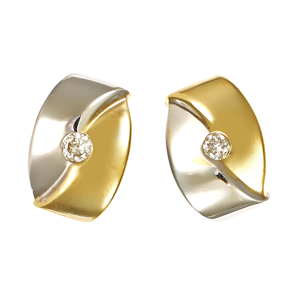 Ohrstecker, 14K, Gelb-/Weißgold, Brillanten