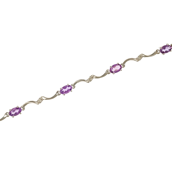 Armband, 14K, Weißgold, Amethyst, Brillanten