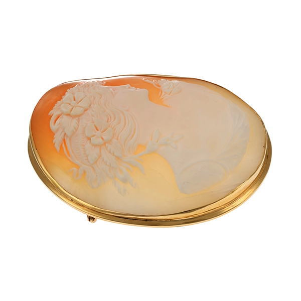 Brosche, 18K, Gelbgold, Gemme