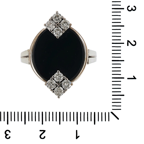 Ring, 18K, Weißgold, Onyx, Brillanten