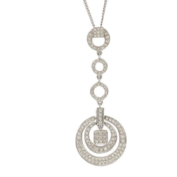 Collier, 18K, Weißgold, Brillanten, Panzer-