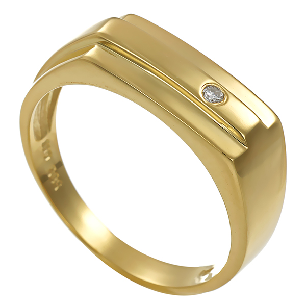 Herrenring, 14K, Gelbgold, Brillant