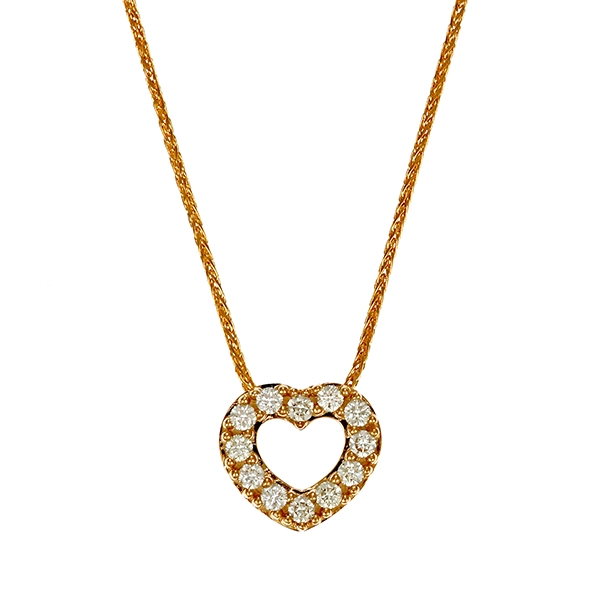 Collier, 14K, Gelbgold, Brillanten, Herz