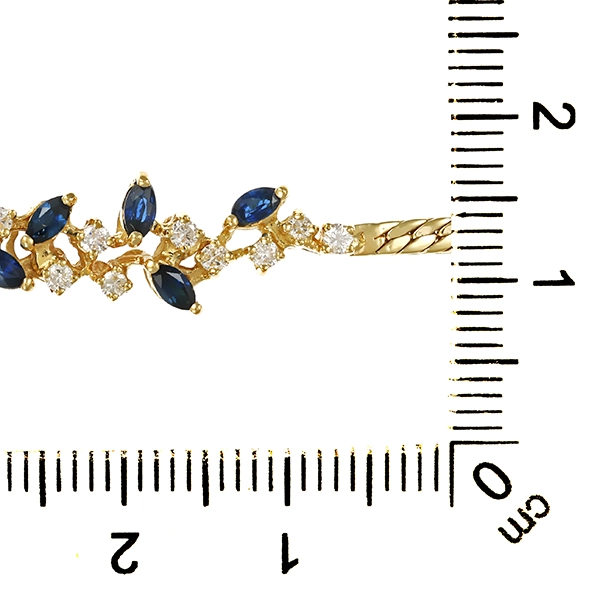 Armband, 14K, Gelbgold, Saphire, Brillanten