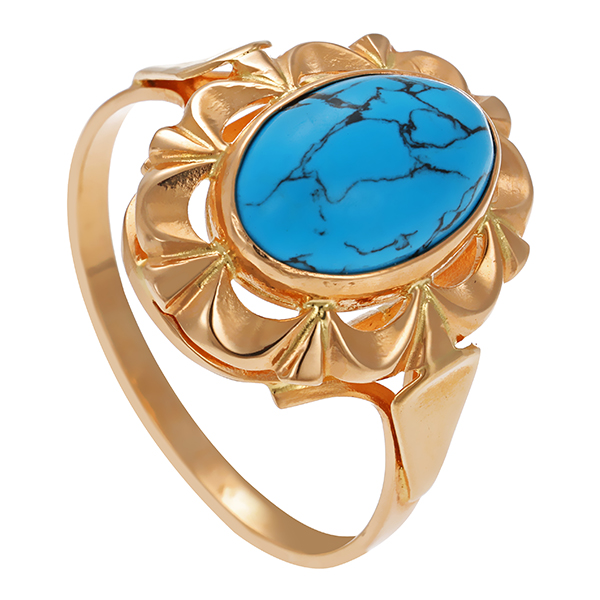 Ring, 14K, Rotgold, Türkis