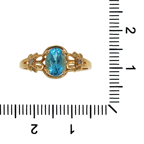 Ring, 14K, Gelbgold, Blautopas, Diamanten