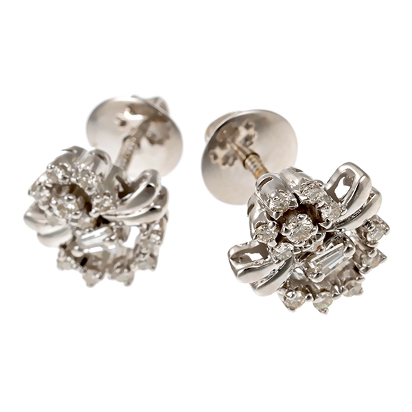 Ohrstecker, 14K, Weißgold, Brillanten, Diamanten