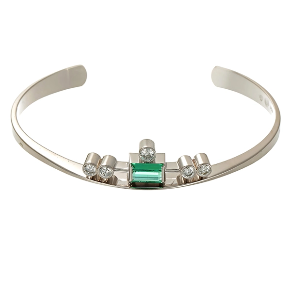 Armreif, 18K, Weißgold, Brillant, Turmalin