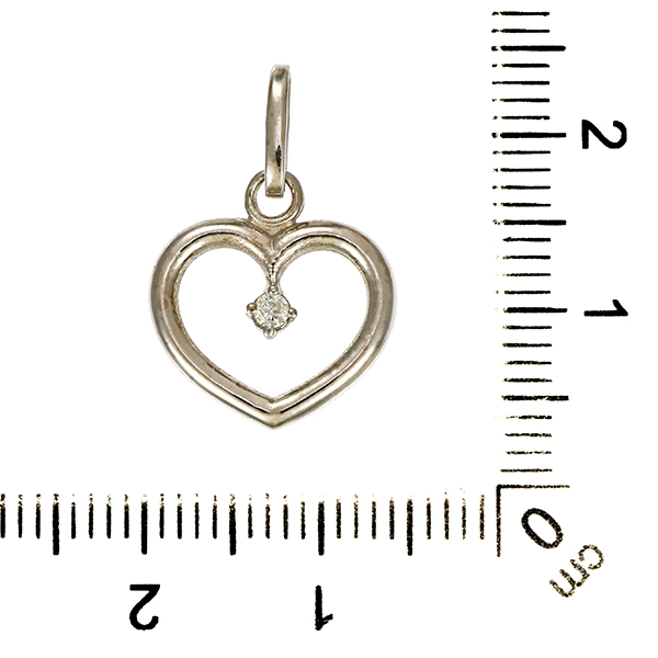 Anhänger, 14K, Weißgold, Brillant, Herz