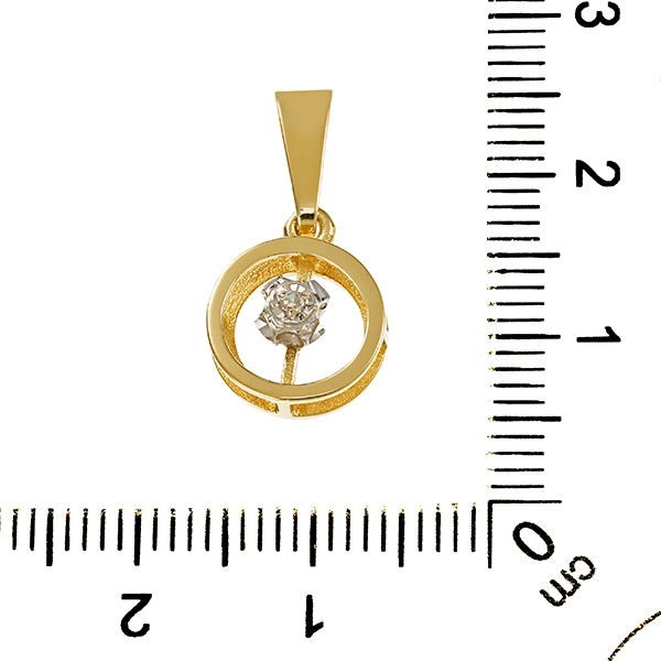 Anhänger, 14K, Gelb-/Weißgold, Diamant