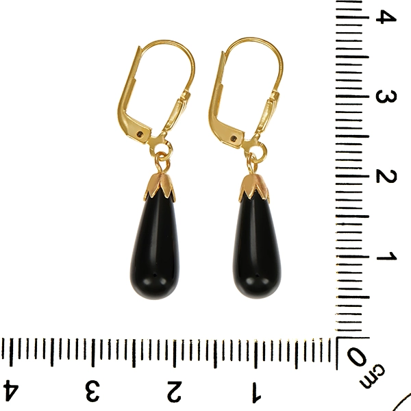 Ohrhänger, 8K, Gelbgold, Onyx