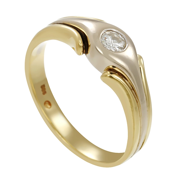 Diamantring, 14K, Gelb-/Weißgold, Brillant 0,15 ct