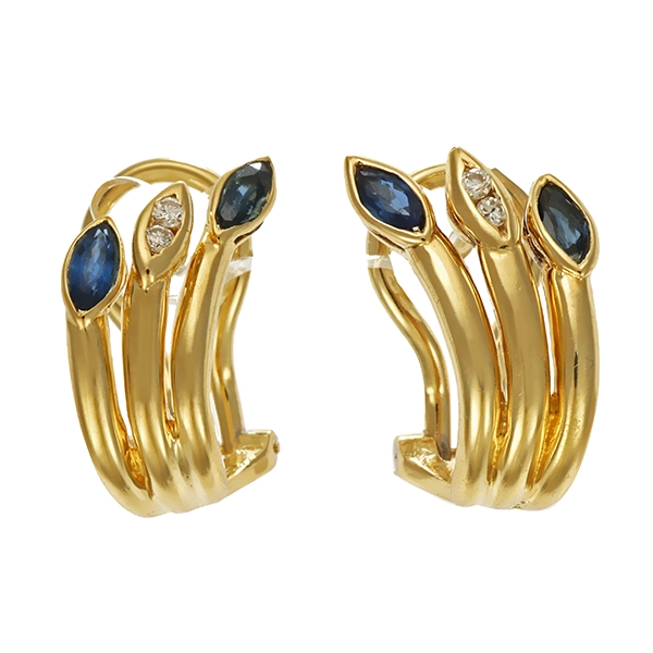 Clipstecker, 14K, Gelbgold, Saphir, Brillant