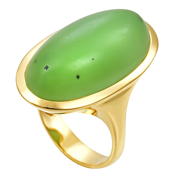 Ring, 14K, Gelbgold, Nephrit