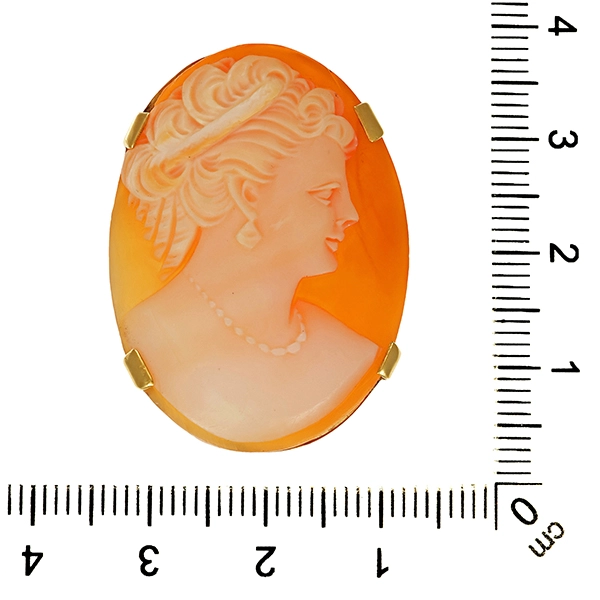 Brosche, 14K, Gelbgold, Gemme