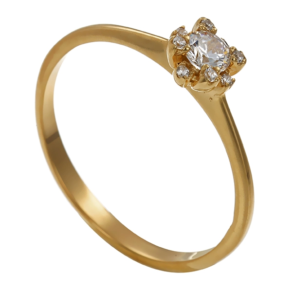 Ring, 14K, Gelbgold, Zirkonia