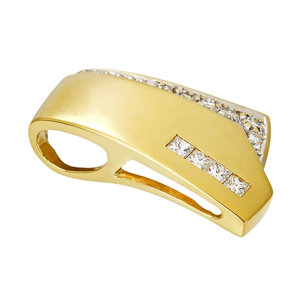 Anhänger, 14K, Gelb-/Weißgold, Diamanten