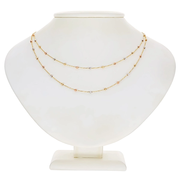 Collier, 14K, Tricolor, Anker, L47-48cm, Schmuckstein,