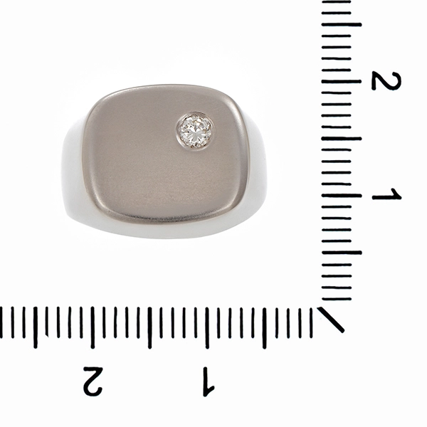 Herrenring, 14K, Weißgold, Brillant