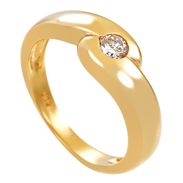 Diamantring, 14K, Gelbgold,  Brillant 0,10 ct