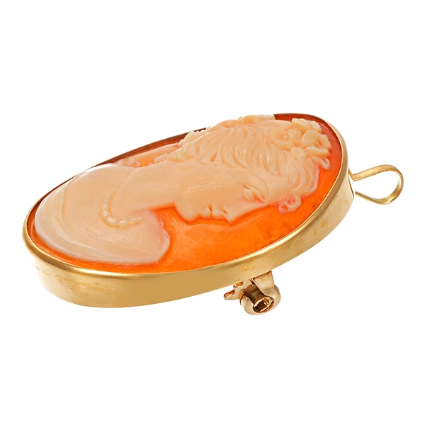 Anhänger broschiert, 18K, Gelbgold, Gemme