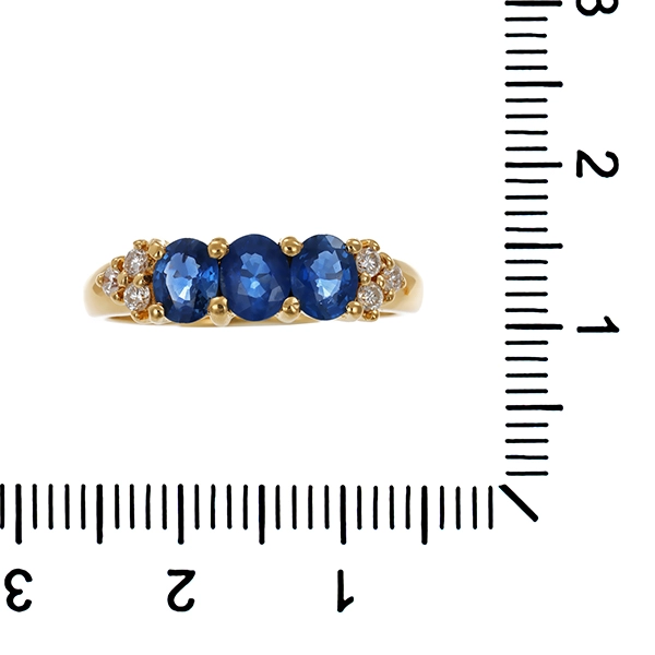 Ring, 18K, Gelbgold, Saphir, Brillant
