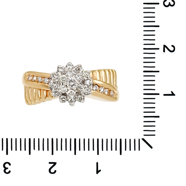Diamantring, 14K, Gelb-/Weißgold, Brillanten