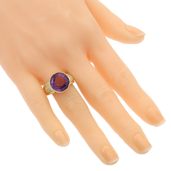 Ring, 14K, Gelbgold, Brillanten, Amethyst