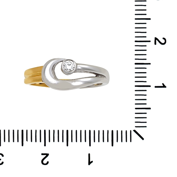 Diamantring, 18K, Gelb-/Weißgold, Brillant