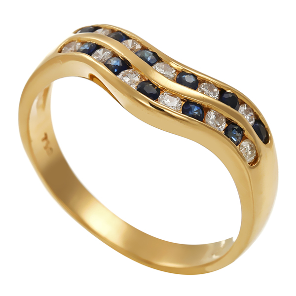 Ring, 18K, Gelbgold, Brillanten & Saphire