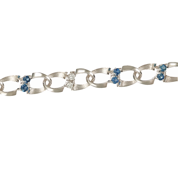 Armband, 14K, Weißgold, Brillanten, Saphire