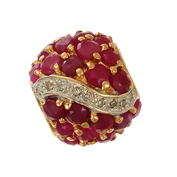 Anhänger, 14K, Gelbgold, Diamant, Rubin