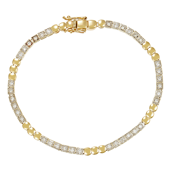 Armband, 14K, Gelb-/Weißgold, Brillanten 0,90 ct