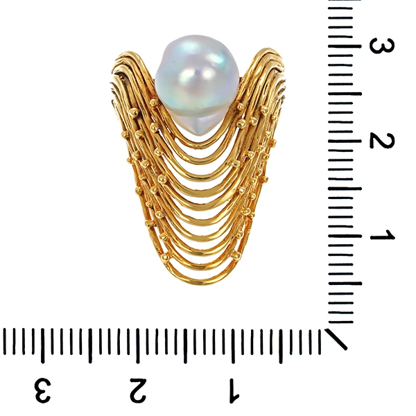 Ring, 18K, Gelbgold, Perle