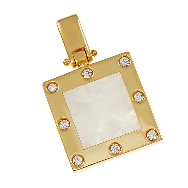 Anhänger, 18K, Gelbgold, Perlmutt & Zirkonia