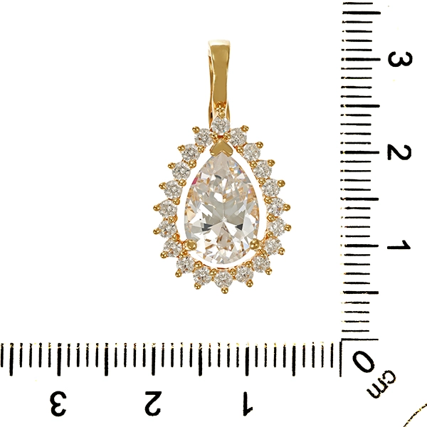 Anhänger, 14K, Gelbgold, Zirkonia
