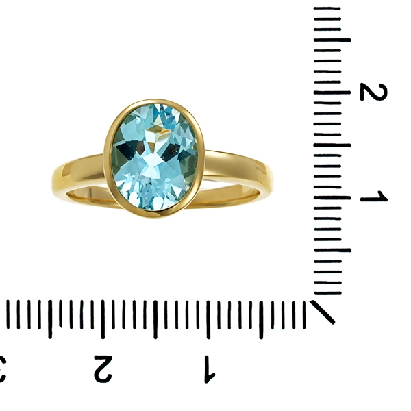 Ring, 14K, Gelbgold, Topas blau
