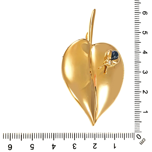 Anhänger, 18K, Gelbgold, Saphir, Brillant