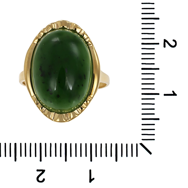 Ring, 9K, Gelbgold, Nephrit