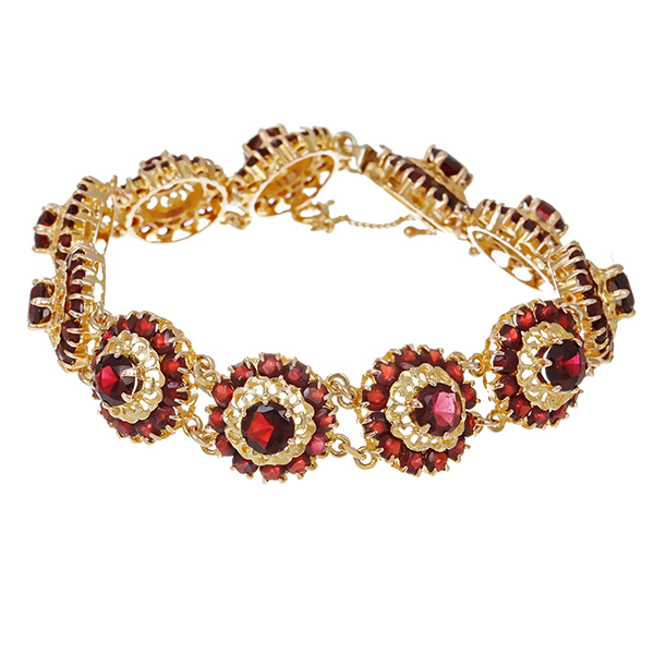 Armband, 8K, Gelbgold, Granate