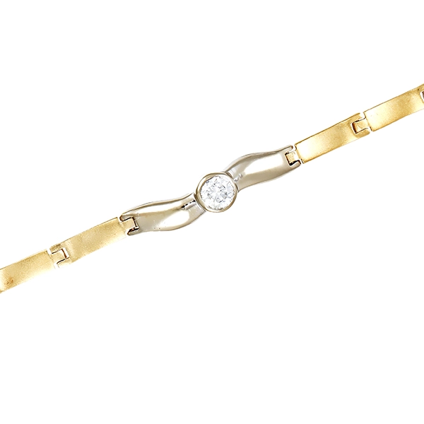 Armband, 14K, Gelb-/Weißgold, Zirkonia