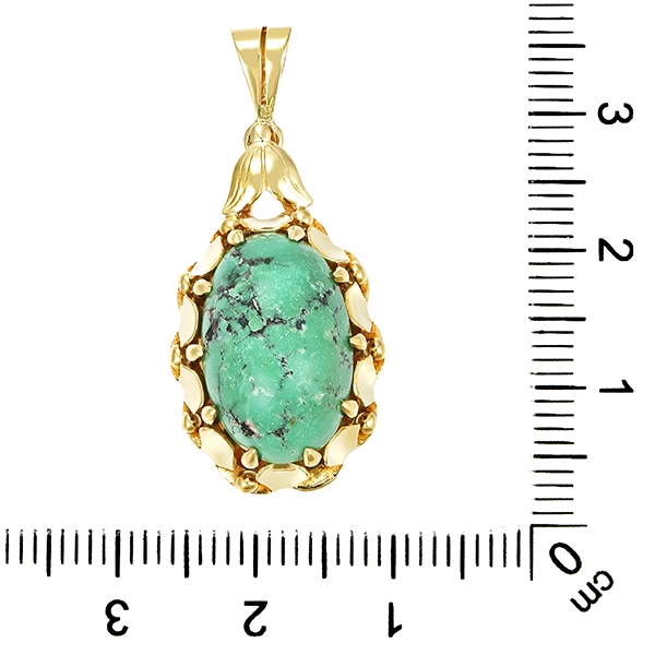Anhänger, 14K, Gelbgold, Türkis