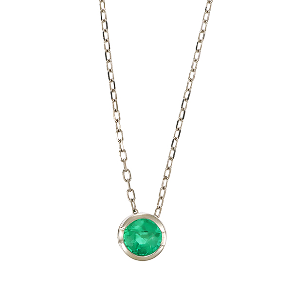 Collier, 14K, Weißgold, Smaragd